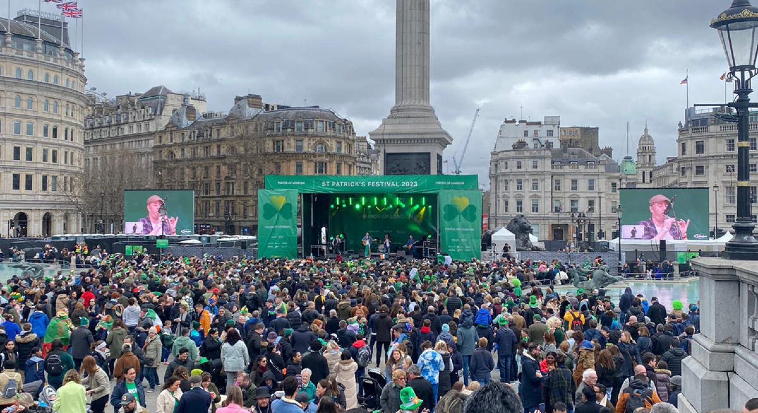 The square was packed once the parade had arrived.