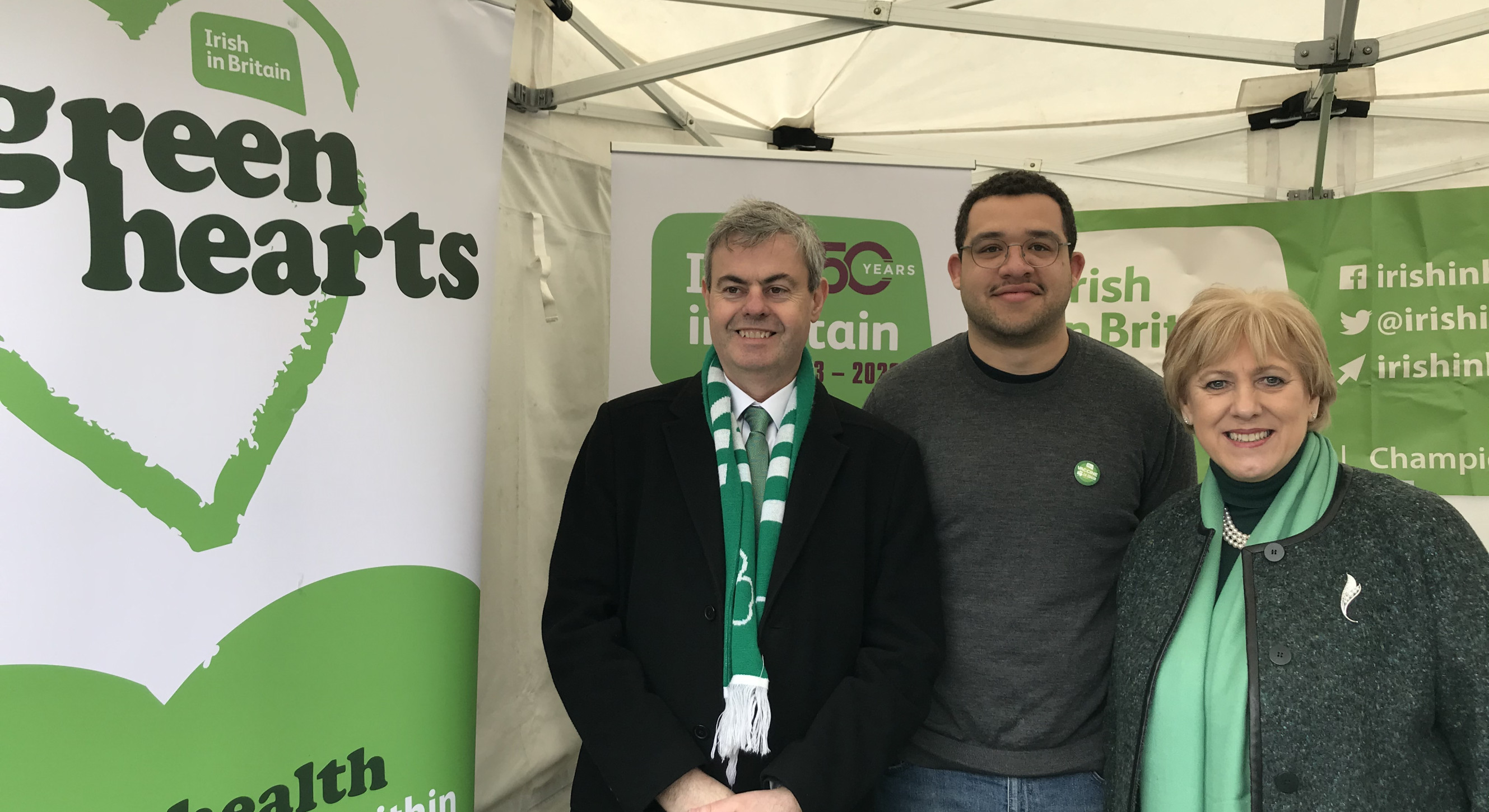 Ambassador Martin Fraser and Heather Humphreys, Minister for Social Protection and Minister for Rural & Community Development, with Irish in Britain's  Policy Manger Christian Zik Nsonwu