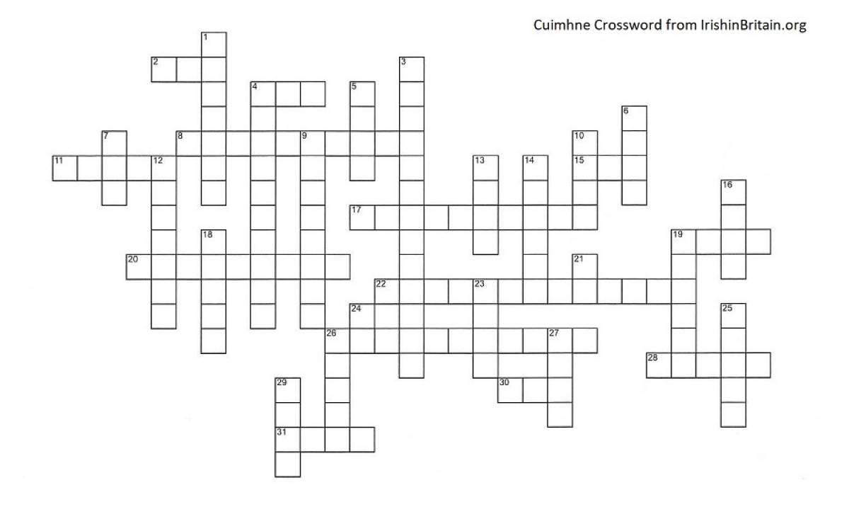 Cuimhne crossword Irish in Britain