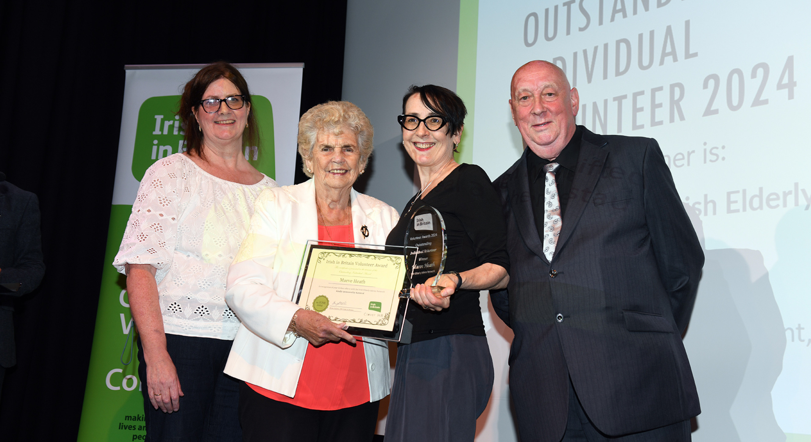 Meave Heath with Tom Wheeler and Caroline Hetherton from the Irish Elderly Advice Network and Breda Corish, Irish in Britain Trustee